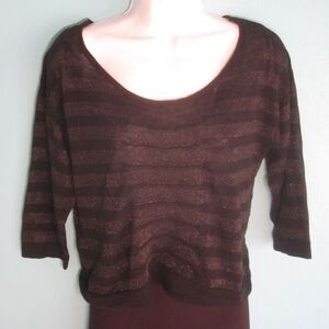 Missa Black Half Sleeve Womens Tonal Stripe Size S Scoop Neck Pullover Sweater